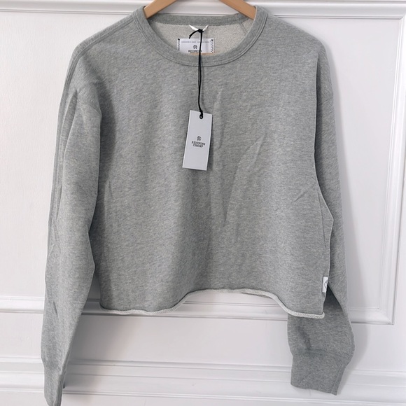 Reigning Champ Light Gray Cropped Crewneck Sweatshirt - Picture 3 of 9